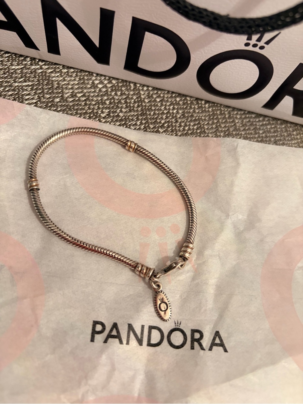 Pandora Serpentine Snake Chain Bracelet with Lobster Clasp 7.0"